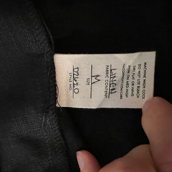 Two Days Off Kaneko Black Linen Button Front Cap Sleeve Midi Dress Size Medium - Picture 8 of 12